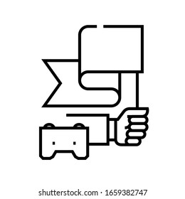Führungsmarkensymbol, Concept-Zeichen, Umriss der Vektorillustration, Linearsymbol.