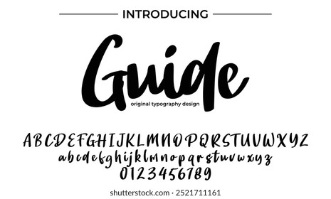 Pincel con estilo pintado con letras mayúsculas del Vector, alfabeto, tipografía