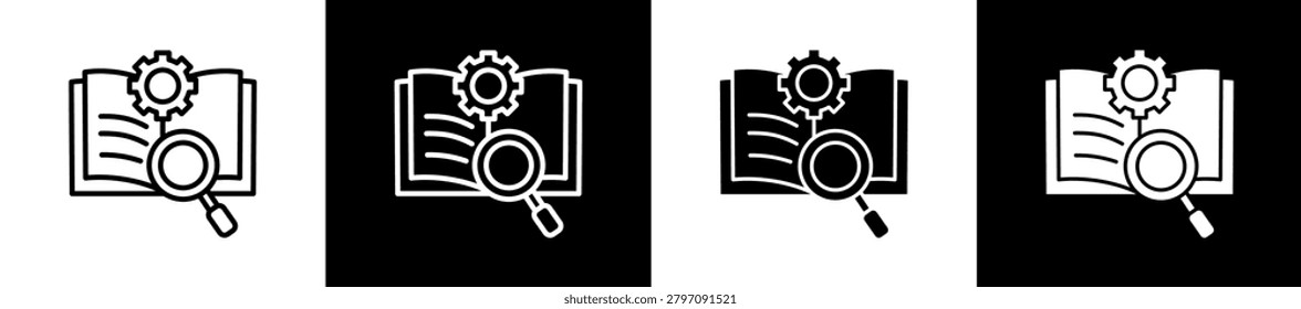 Guide Icon In Outline And Glyph Styles With Black And White Variations