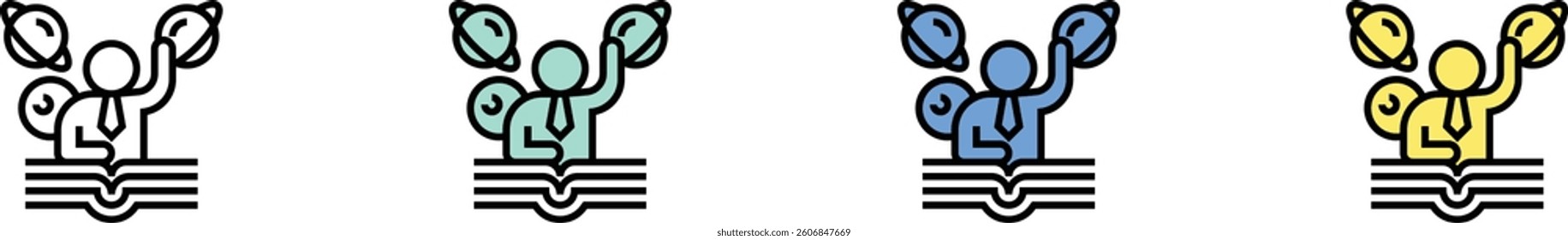 guide icon. Outline, Green, Blue and Yellow Style Design Isolated On White Background