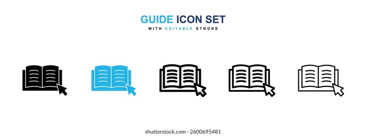 Guide icons graphics set in black and blue colors