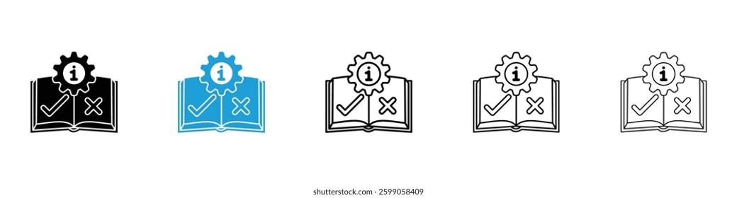 Guide icons vector illustrations in black and blue colors for web and ui designs