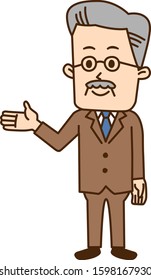 Guide, invite smiling senior businessman