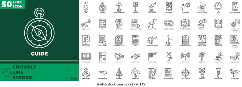 Conjunto de iconos editables de línea de guía