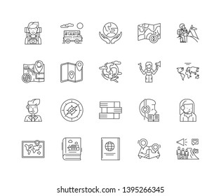 Guide line icons, signs, vector set, outline illustration concept 