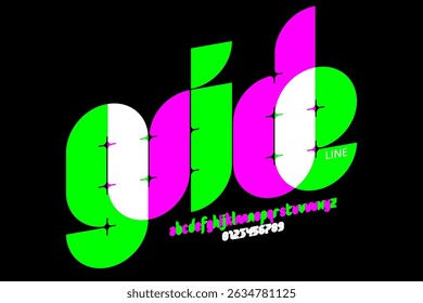 guide. Lowercase font, alphabet letters and numbers vector illustration
