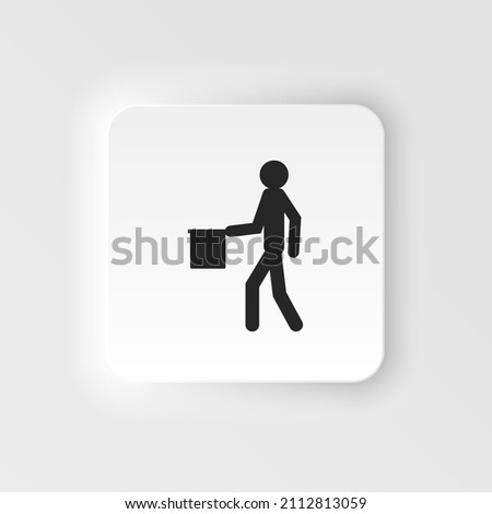 Guide neumorphic icon from Man Poses Set. Style monochrome gray neumorphic icons, rounded corners, white background. Vector neumorphic icon