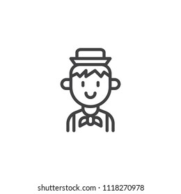 Guide person outline icon. linear style sign for mobile concept and web design. Traveler man simple line vector icon. Symbol, logo illustration. Pixel perfect vector graphics