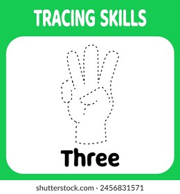 Guide pictures to help your child to trace hand drawings that show numbers. Great for flashcards and early childhood education