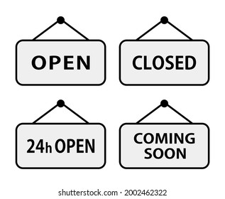 A guide plate that can be used by hanging it. (OPEN, CLOSED, 24h OPEN, COMING SOON) 