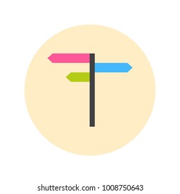 Guide Pointer Road Sign Icon Travel Destination Concept Flat Vector Illustration