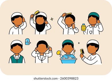 Guide to Proper Hair Washing and Styling for muslim  boy Illustrated