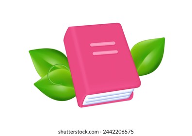 Guide to protecting the environment. Red Book, instruction, nature conservation, rare plants. A copy of the reference book, manual, world science. Ecology concept. Caring for nature. Vector 3d.