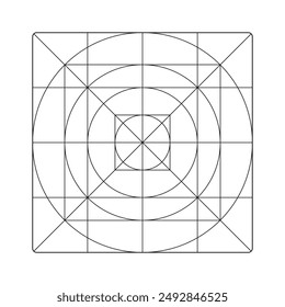 Leitfaden, Dimensionierung für das Design des Anwendungslogos. Vorlage der App-Symbolgröße. Rohling, Gitter für Web- oder Mobilsystem-App. Symbolraster isoliert auf weißem Hintergrund.