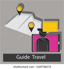 Guide travel concept. Creative idea design for your project. Flat vector illustration for template, web page, brochure or mobile app.