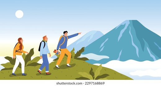 Guía y fondo de viaje con símbolos naturales de observación de la vista Ilustración vectorial plana