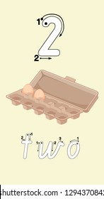Guide to write number two illustration