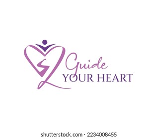 Guide Your Heart Love Logo Design Symbol