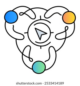 Guided by Purpose Icon – Three Persons in a Circle Around a Compass, Representing Shared Direction and Purposeful Actions