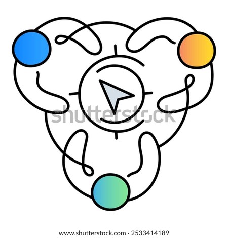 Guided by Purpose Icon – Three Persons in a Circle Around a Compass, Representing Shared Direction and Purposeful Actions