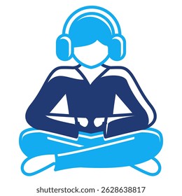 Ícone de meditação guiada representado pela meditação, guia de fone de ouvido estilo Dualtone.