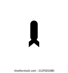 Guided missile weapon or ballistic rocket weapon with booster flat vector icon for apps and websites
