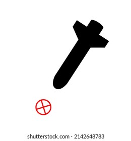 arma de misiles guiada o arma de cohetes balísticos con icono de vectores plana de refuerzo para aplicaciones y sitios web