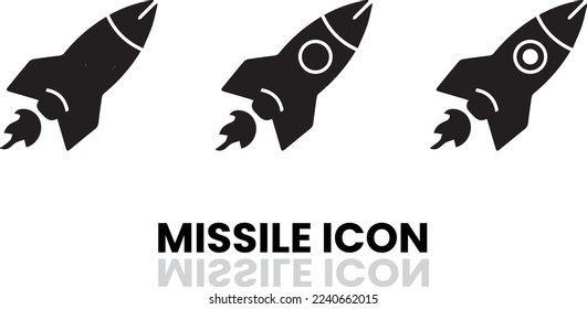 Icono de arma de misiles guiados o arma de cohetes balísticos para aplicaciones y sitio web