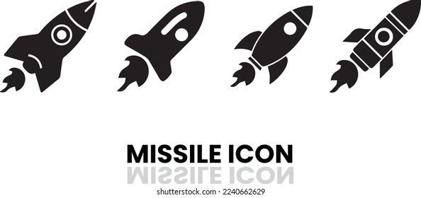Icono de arma de misiles guiada o vectores de armas de cohetes para aplicaciones y sitios web