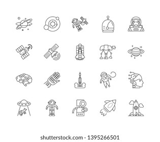 Guided Missiles Space Line Icons, Signs, Vector Set, Outline Illustration Concept 