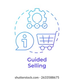 Icono de concepto de gradiente azul de venta guiada. Cliente de navegación, ayuda. Información de Producto. Ilustración de línea de forma redonda. Abstractas idea. Diseño gráfico. Fácil de usar en infografía, artículo
