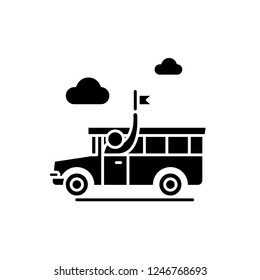 Guided tour black icon, vector sign on isolated background. Guided tour concept symbol, illustration 