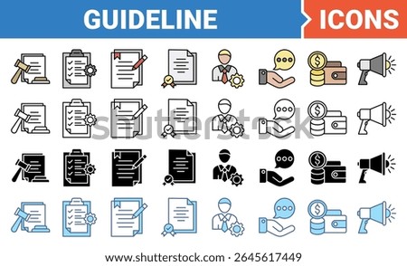 Guideline banner icon set with multiple style collection.