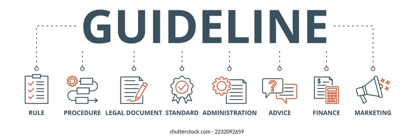 Guideline banner web icon vector illustration concept with icon of rule, procedure, legal document, standard, administration, advice, finance, marketing