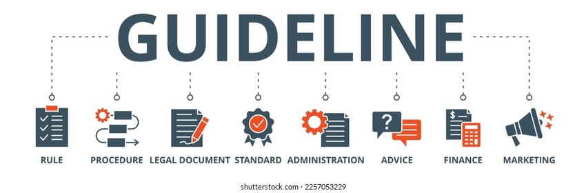 Guideline banner web icon vector illustration concept with icon of rule, procedure, legal document, standard, administration, advice, finance, marketing