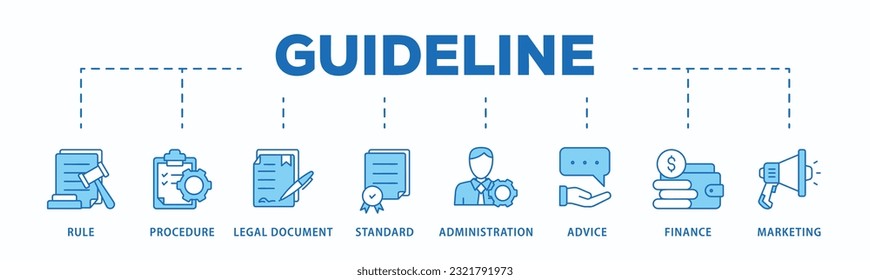 Guideline banner web icon vector illustration concept with icon of rule, procedure, legal document, standard, administration, advice, finance, marketing