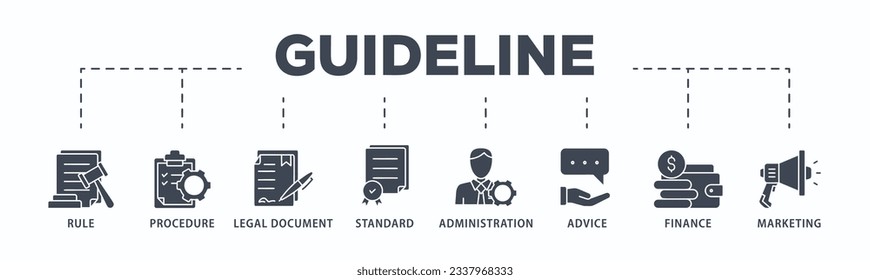 Guideline banner web icon vector illustration concept with icon of rule, procedure, legal document, standard, administration, advice, finance, marketing