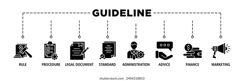 Guideline banner web icon vector illustration concept with icon of rule, procedure, legal document, standard, administration, advice, finance, marketing