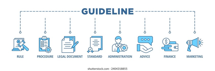 Guideline banner web icon vector illustration concept with icon of rule, procedure, legal document, standard, administration, advice, finance, marketing