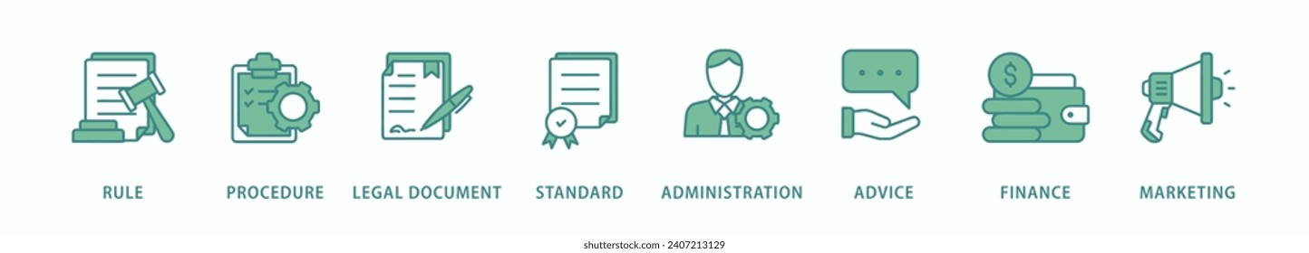 Guideline banner web icon vector illustration concept with icon of rule, procedure, legal document, standard, administration, advice, finance, marketing