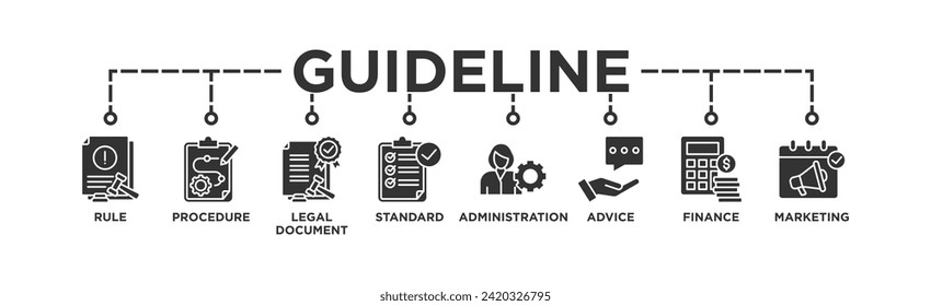 Guideline banner web icon vector illustration concept with icon of rule, procedure, legal document, standard, administration, advice, finance, marketing	
