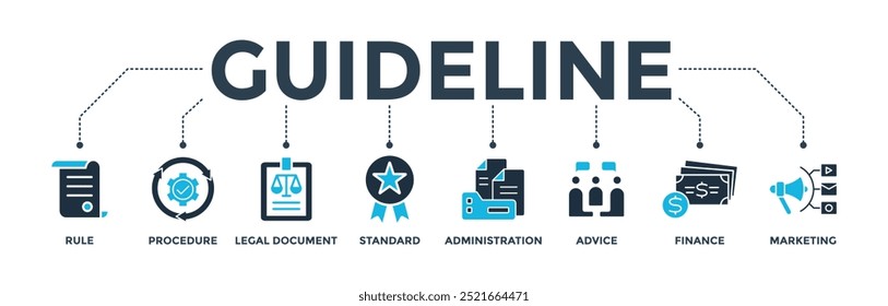 Guideline banner web icon vector illustration concept with icon of rule, procedure, legal document, standard, administration, advice, finance, marketing
