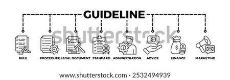 Guideline banner web icon vector illustration concept with icon of rule, procedure, legal document, standard, administration, advice, finance, marketing