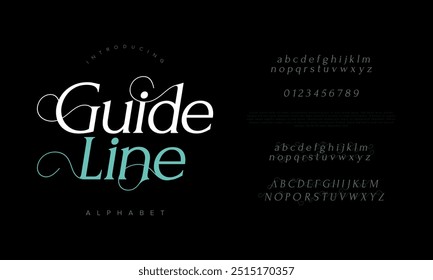 Diretriz tipografia beleza moda elegante minimalista serif italic fontes decorativo casamento vintage retro logos. Logotipo de fonte de luxo mínimo alfabeto. Ilustração vetorial