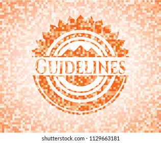Guidelines abstract orange mosaic emblem