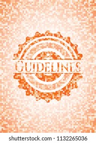Guidelines abstract orange mosaic emblem with background