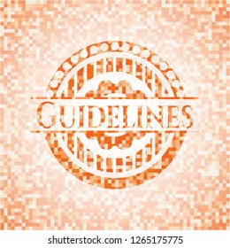 Guidelines abstract orange mosaic emblem with background