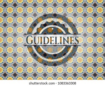 Guidelines arabesque badge. arabic decoration.