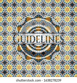 Guidelines arabesque emblem. arabic decoration.