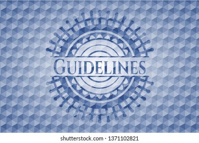 Guidelines blue polygonal badge.